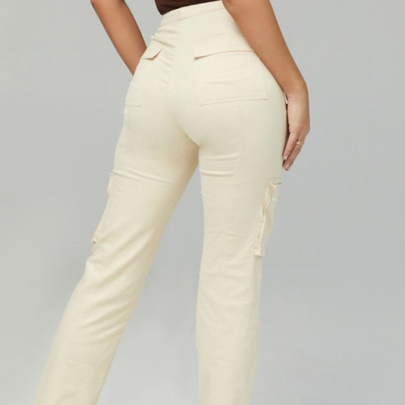 MISTRESS ROCKS BEST LIFE Cream Cargo Trousers - Picture 3 of 4